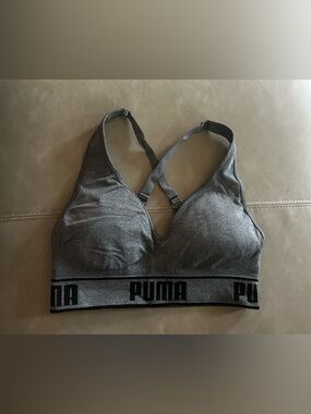 Puma Gray Seamless Cross-Back Sports Bra